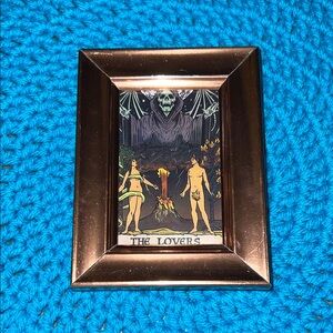 The lovers rose gold framed tarot card